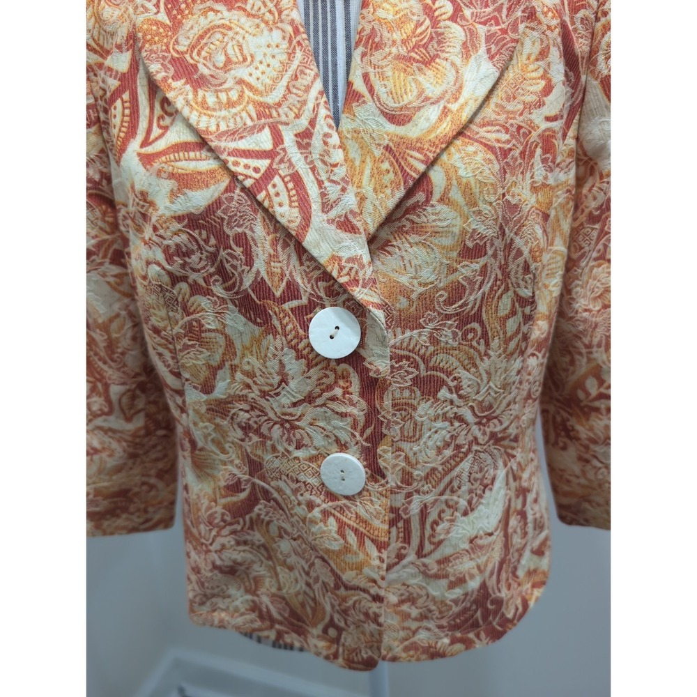 Coldwater Creek Jacket Blazer Petite M Orange Yellow Colorful Spring Old Money - Picture 3 of 13